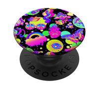Groovy Hippie Icône Motif rétro coloré Esthétique PopSockets PopGrip Adhésif