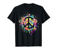 Groovy Hippie Style années 70 Fleurs Panneau de Paix Journée Mondiale de la Paix T-Shirt