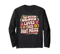 Groovy Jesus Adore l'humour chrétien de This Hot Mess Manche Longue