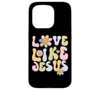 Groovy Love Like Jesus Religious God Christian Graphic Coque pour iPhone 15 Pro