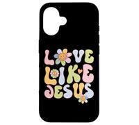 Groovy Love Like Jesus Religious God Christian Graphic Coque pour iPhone 16