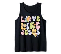 Groovy Love Like Jesus Religious God Christian Graphic Débardeur