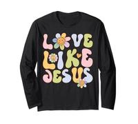 Groovy Love Like Jesus Religious God Christian Graphic Manche Longue