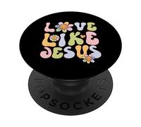 Groovy Love Like Jesus Religious God Christian Graphic PopSockets PopGrip Adhésif