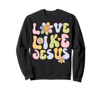 Groovy Love Like Jesus Religious God Christian Graphic Sweatshirt