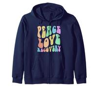 Groovy Peace Love Recovery Vintage Sober Mom Clean Celebrate Sweat à Capuche