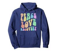 Groovy Peace Love Recovery Vintage Sober Mom Clean Celebrate Sweat à Capuche