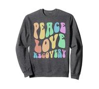 Groovy Peace Love Recovery Vintage Sober Mom Clean Celebrate Sweatshirt