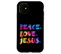 Groovy Retro Peace Love Jésus Aquarelle vive Tie Dye Coque pour iPhone 11