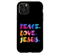 Groovy Retro Peace Love Jésus Aquarelle vive Tie Dye Coque pour iPhone 11 Pro