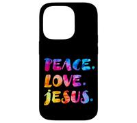 Groovy Retro Peace Love Jésus Aquarelle vive Tie Dye Coque pour iPhone 14 Pro