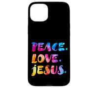 Groovy Retro Peace Love Jésus Aquarelle vive Tie Dye Coque pour iPhone 15 Plus
