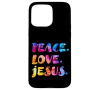 Groovy Retro Peace Love Jésus Aquarelle vive Tie Dye Coque pour iPhone 15 Pro Max