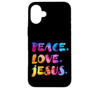 Groovy Retro Peace Love Jésus Aquarelle vive Tie Dye Coque pour iPhone 16 Plus