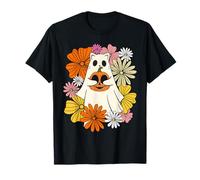 Groovy Spooky Season Ghost Cat Halloween Chat Citrouille T-Shirt