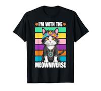 Groovy Style hippie des années 70 Motif chat Peace Rainbow T-Shirt