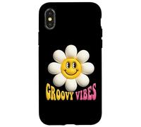 Groovy Vibes Happy Daisy Flower Retro Smile Art Positif Coque pour iPhone X/XS