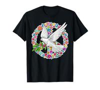 Groovy World Peace Day Bird Floral Peace Symbole Jour de la Paix T-Shirt