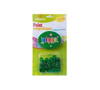 Gros aimant ramasse jetons pour loto bingo + 100 pions vert - Palet magnetique - Accessoires Jeu - Kit complet 2 en 1 + carte