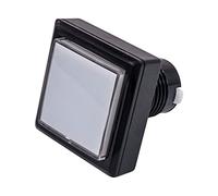 Gros Bouton de Jeu Arcade Carré Lumineux Bordure Noire 45 x 45 mm Couleur: Blanc Retro Gaming Bartop Jeux Vidéo