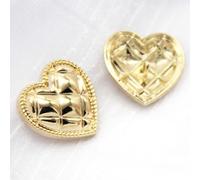 Gros boutons de coeur en métal doré pour vêtements manteau robe pull boutons décoratifs vintage accessoires de couture de mariage gros-cœur doré clair, 25mm 5pcs