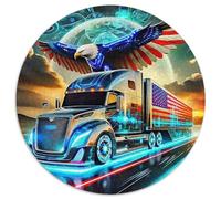 Gros Camion 1000 Piece Puzzle Rond, pour Enfants Adulte De Forme Irrégulière, Décoration pour Enfants Cadeau 12 Ans De Qualité Supérieure 1000pcs (67.5x67.5cm)