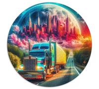 Gros Camion Circulaire Puzzles Convient pour Adultes Et Enfants 1000 Pièces Fun Défiant Unique Toy (67.5x67.5cm)