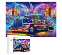 Gros Camion Puzzle 300 Pièces Jeu Éducatif 3D Voiture Transport Véhicule Jeu D'Intelligence pour Famille Challenge Créatif Relaxation Art Cadeau De Fête Décoration 300 PCS