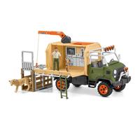Schleich Coffret camion de sauvetage d'animaux – 45 pièces, 2 figurines et 1 ranger articulée
