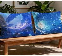 Gros Coussin de Canapé 70x90cm Lot de 2 Oreiller Bleu,2025 Nouveau Velours Taie d'oreiller Baleine,Moderne Taie Oreiller Rectangulaire pour Automne Décoration Salon Canapé Chaise Cadeau Femme O-922O