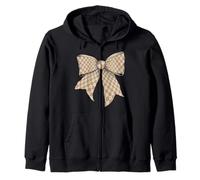 Gros Damier Beige Clair Fille Coquette Noeud Sweat à Capuche