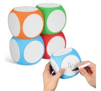 Gros Dés en Mousse, Lot de 4 Cubes Effaçables à Sec, Bloc Tableau Blanc à 6 Faces pour l'enseignement en Classe, L'apprentissage des Mathématiques en Maternelle Et Les Activités Festives,