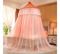 Gros Dôme Moustiquaire de Lit Baldaquin, Princesse Ciel de Lit Couche Double Dentelle pour Simple à King Size des Lits pour Décoratif de Chambre à Coucher,Orange