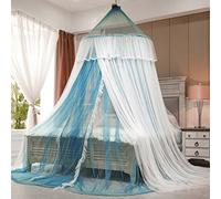 Gros Dôme Moustiquaire de Lit Baldaquin, Princesse Ciel de Lit Couche Double Dentelle pour Simple à King Size des Lits pour Décoratif de Chambre à Coucher,Bleu