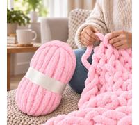 Gros fil chenille pour tricot à la main - Fil Jumbo super doux, lavable en machine, pour couvertures, oreillers, décoration d'intérieur, 200 g