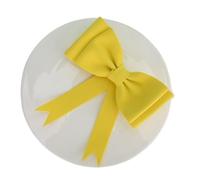 Gros Noeud Cadeau,Grand NœUd en Satin Lot De 2 Décorations Gâteaux en Forme Gros Nœud Papillon Coloré for Anniversaire, Fête, Mariage, Dessert(Yellow)