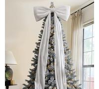 Gros Noeud Rouge Noel, 180 Cm Nœud pour Cime d'arbre De Noël, Nœuds De Noël Géants en Velours, Grandes Décorations De Vacances, pour Couronne De Porte, Arbres, Décoration De Festival Suspendue