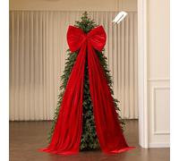Gros Noeud Rouge Noel, 180x50cm Nœud pour Cime d'arbre De Noël, Nœuds DeNoël Géants en Velours, Convient pour l'arbre deNoël, La Porte D'entrée, La Fenêtre, La Décoration de La Maison