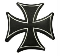 gros patch croix malte noir argent 25 cm ecusson dos veste
