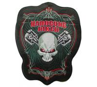 Gros Patch Tete De Mort Crane Et Piston Harcore Biker 29x24 Cm Ecusson Thermocollant