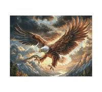 Gros Plan Aigle Royal réaliste 500 Pièces Puzzle Collectionneur en Carton Rigide sans Déformation Ménagerie radieuse et fantaisiste Très Difficile Motif Complexe Décoration Murale Qualité Prem