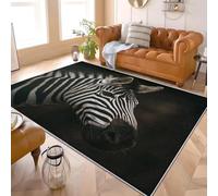 Gros Plan d'un ZèBre Animal Tapis Antidérapant en Flanelle Doux à Poils Courts 60x90 cm Dessous en TPR, Lavable en Machine, Facile d’Entretien, Noir Et Blanc Tapis de Décoration Intérieure