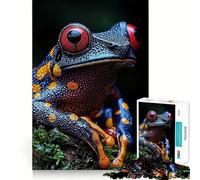 Gros Plan d'une rainette aux Yeux Rouges Puzzle de 1000 pièces pour Adolescents Jeu de réflexion et de création Collective Découpe Nette et Amusante Objet de Collection (38x52cm)