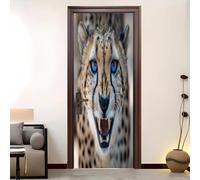 Gros Plan Hd Sur Un GuéPard Auto-Adhésif 3D Sticker Porte Poster de Porte 77x200 cm GuéPard Animal Autocollants de Décoration pour intérieure Bureau Chambre à Coucher Salon Art Papier Peint Peintures