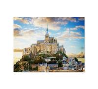 Gros Plan sur Le Mont Saint-Michel au Coucher du Soleil, France，Puzzle 1000 Pièces Puzzle pour Adultes Puzzle Coloré 1000 Pièces Adultes, Puzzles Classiques Puzzle en Papier 1000 Pièces（38x26cm）-O88