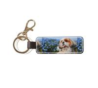 Gros plan sur le Shih Tzu,Porte-clés en cuir PU, porte-clés, porte-clés, organisateur, 1 pièce