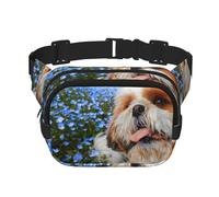 Gros Plan sur Le Shih Tzu,Sac Banane carré Double Couche, Sac de Poitrine