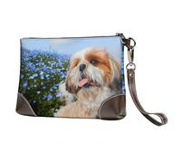 Gros Plan sur Le Shih Tzu,Sacs à Main en Cuir PU pour Femmes, Pochette à Fermeture éclair, Portefeuille, Sac à Main avec dragonne