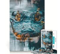 Gros Plan sur Un Alligator ! Puzzle de 1000 pièces pour Adolescents Stimulation Cognitive,Amusement,Assemblage précis,Aucune pièce détachée,Un Moyen captivant de Passer Le Temps (38x52cm)