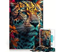 Gros Plan sur Un Jaguar Orange Puzzle de 1000 pièces pour Adultes Stimule la mémoire Passe-Temps à la Maison Bords Nets Cadeau élégant (38x26cm)